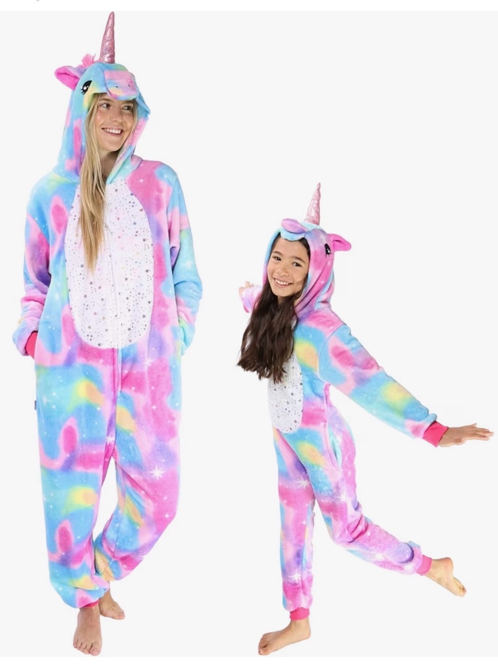 Family Rainbow Unicorn Onesies - Multicolor Plush One-Piece